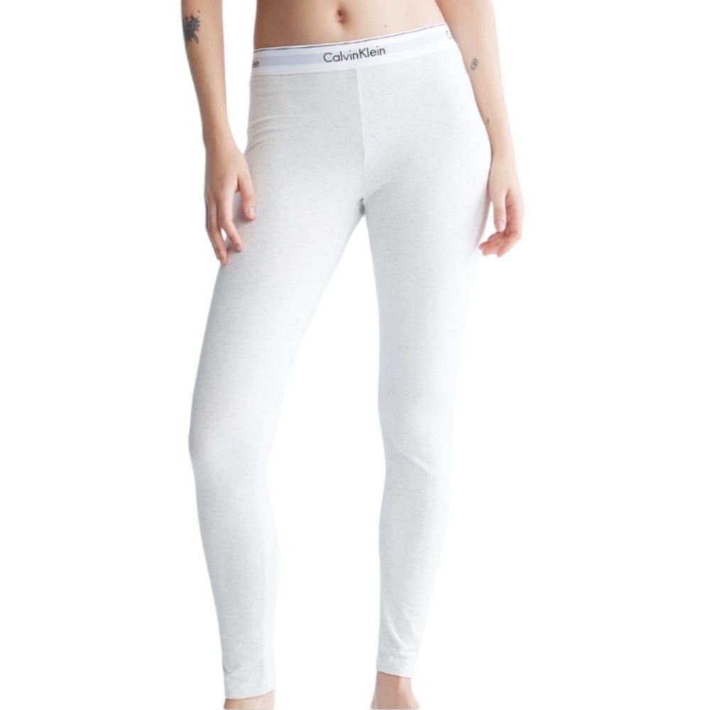 đź’–MEGA SALEđź’–Calvin Klein Women's Pure Ribbed Lounge White Legging QS6686-110 - Picture 3 of 5